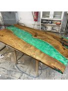 6 személyes tömörfa-epoxy műgyanta étkezőasztal megrendelésre
