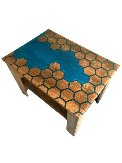Tyne - tömörfa-epoxy műgyanta dohányzóasztal 80x60x45