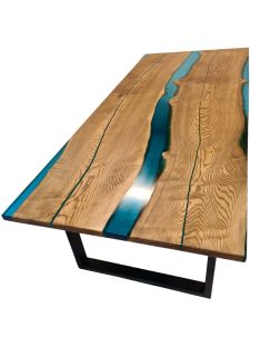   Kőris asztal - 10 személyes tömörfa-epoxy műgyanta étkezőasztal 250x75x75
