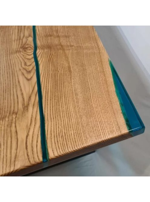 Kőris asztal - 10 személyes tömörfa-epoxy műgyanta étkezőasztal 250x75x75