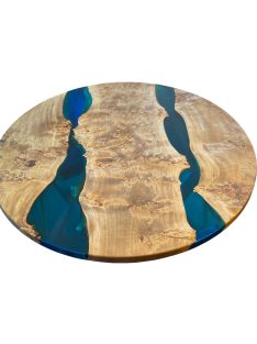   Robin - két folyós, kerek epoxy étkezőasztal csomoros nyárfából 120x75cm
