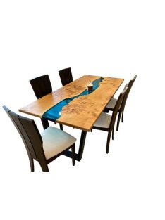   Kontra - 8 személyes epoxy műgyanta-tömörfa tömörfa-epoxy műgyanta étkezőasztal 190x90x75