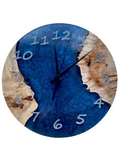Epoxy falióra csomoros nyárfából 32 cm, kék